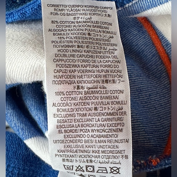 Mini Boden Stripe Appliqué Crab Terry Cloth Hooded Cover-Up size 2-3 - Picture 5 of 7